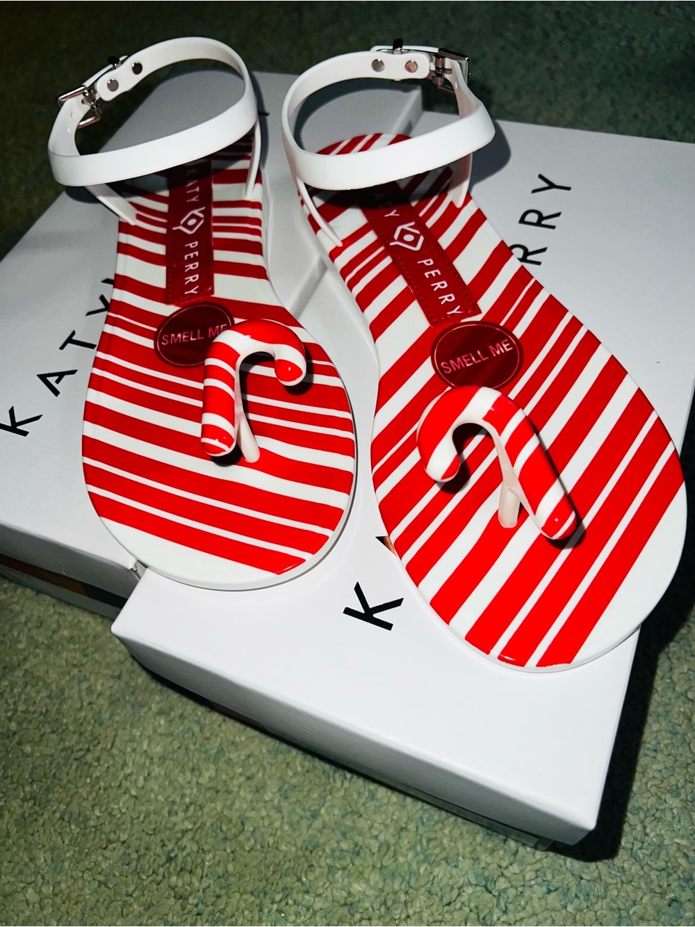 Katy Perry The Geli Candy Cane Sandals Size 6 - Picture 2 of 7